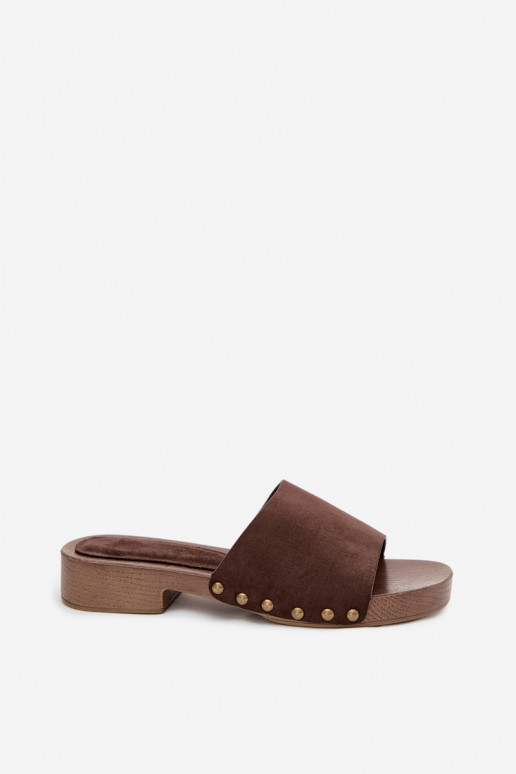 zapatillas de mujer con tacones anchos Ze color doradomi Studs CzekoladoAe Girella