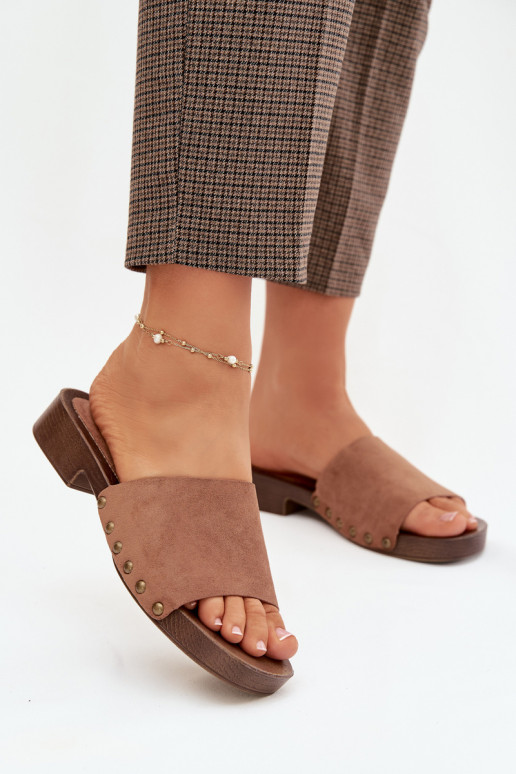 zapatillas de mujer con tacones anchos Ze color doradomi Studs color marrón Girella