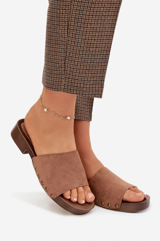 zapatillas de mujer con tacones anchos Ze color doradomi Studs color marrón Girella