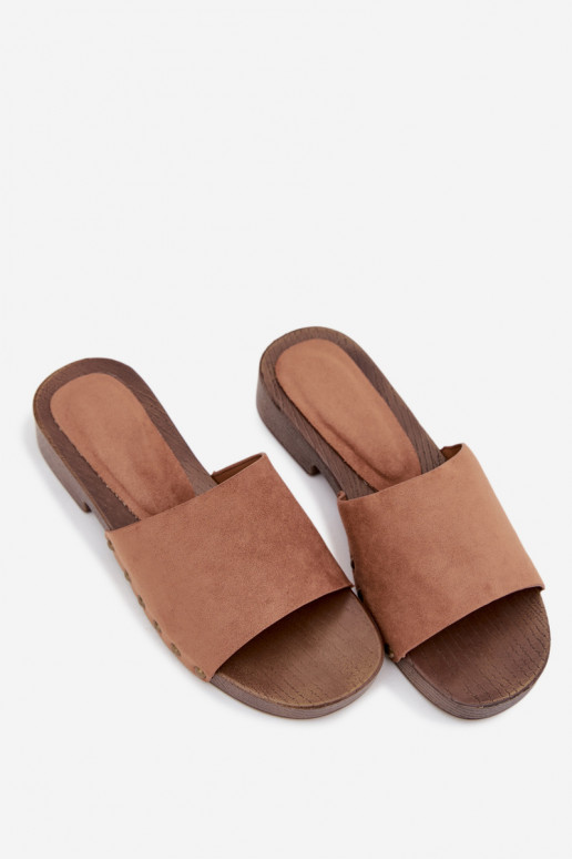 zapatillas de mujer con tacones anchos Ze color doradomi Studs color marrón Girella