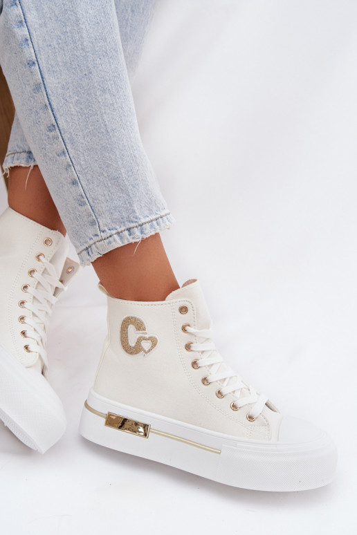 Zapatos de ocio con una plataforma el color blanco Meloria