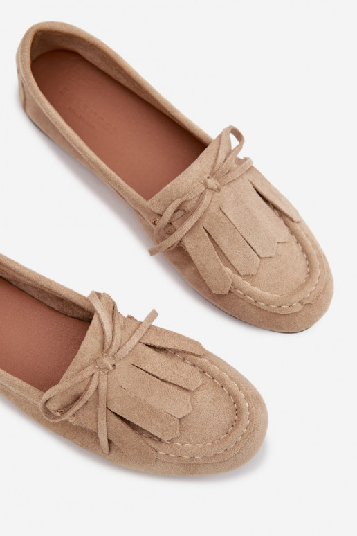 mocasines de mujer con detalles elegantes y flecos beige Glorina