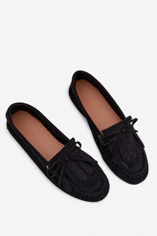 mocasines de mujer con detalles elegantes y flecos de color negro Glorina