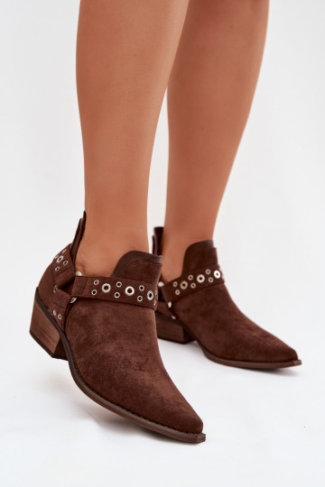 Botas altas Vannessae color chocolate para mujer con cortes y flecos 2