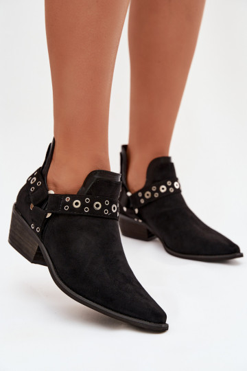 Botas altas Vannessae negras para mujer con cortes y flecos