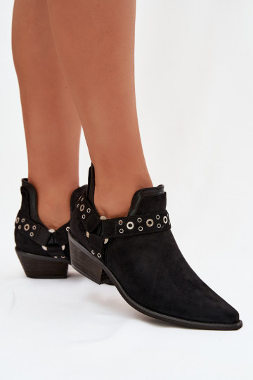 Botas altas Vannessae negras para mujer con cortes y flecos 2
