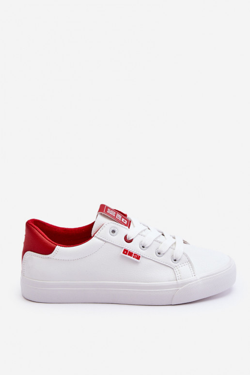 Zapatillas de piel natural. Big Star EE274311 Blanco-color rojo