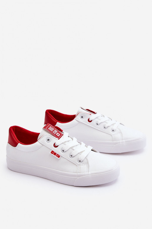 Zapatillas de piel natural. Big Star EE274311 Blanco-color rojo