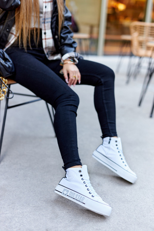 Zapatillas con plataforma alta Big Star II274014 el color blanco