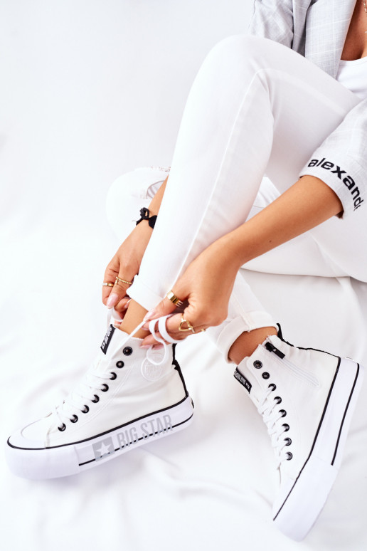Zapatillas con plataforma alta Big Star II274014 el color blanco