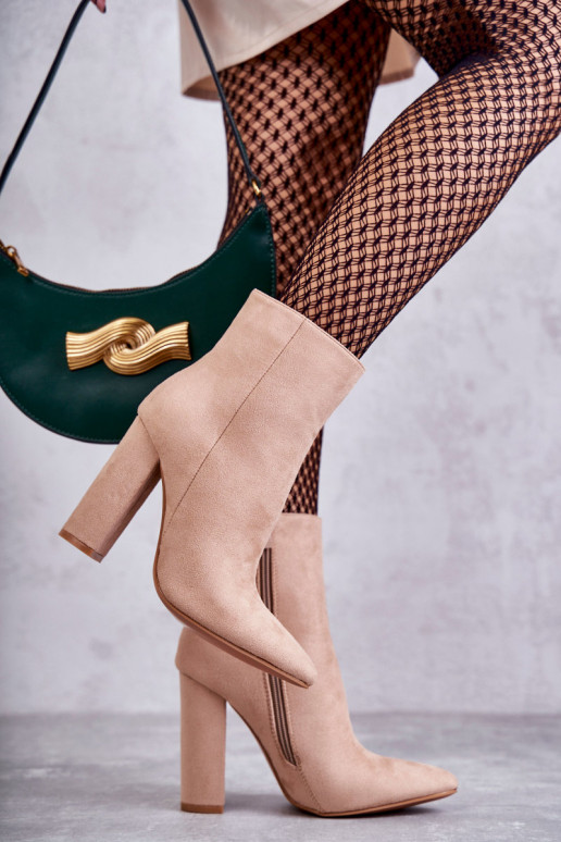 Estilo elegante Botas tacón ante beige Ettany