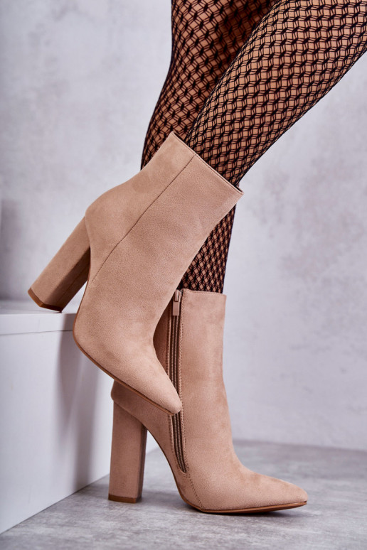 Estilo elegante Botas tacón ante beige Ettany