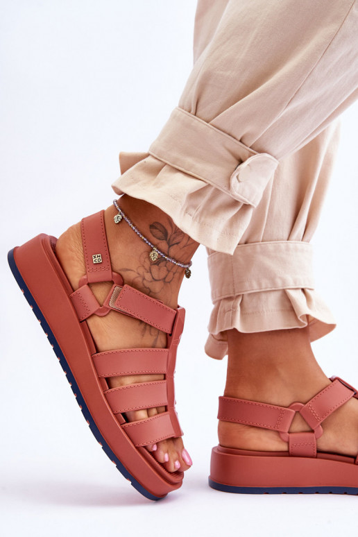 vegano de mujeres sandalias con sujetadores adhesivos ZAXY JJ285016 color rosa