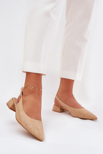 Sandalias estampadas para mujer con tacón sutil color arena Jorela