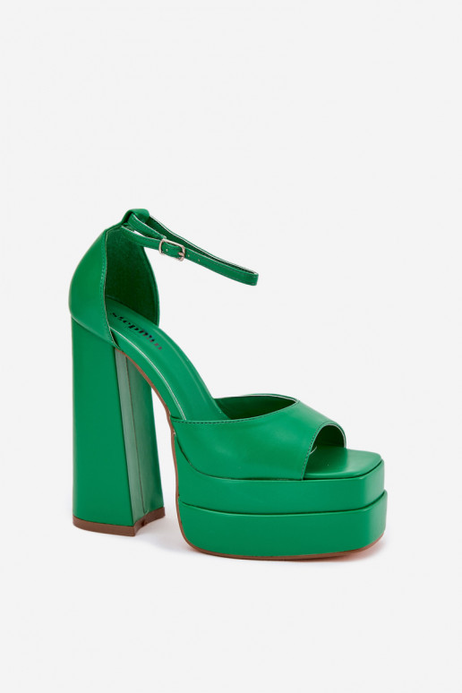 Sandalias de tacón alto para mujer. y plataforma color verde Beloria