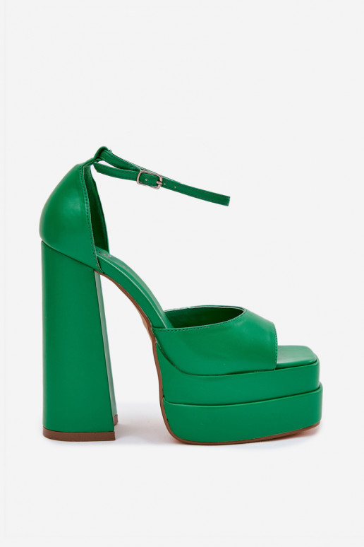Sandalias de tacón alto para mujer. y plataforma color verde Beloria