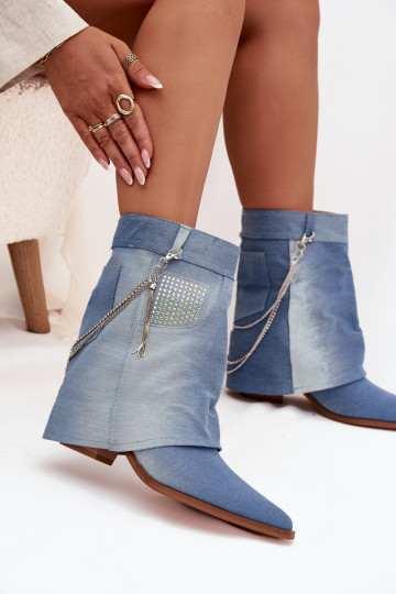Botas de mujer con cadenas Tiene queterial vaquero Ilyana