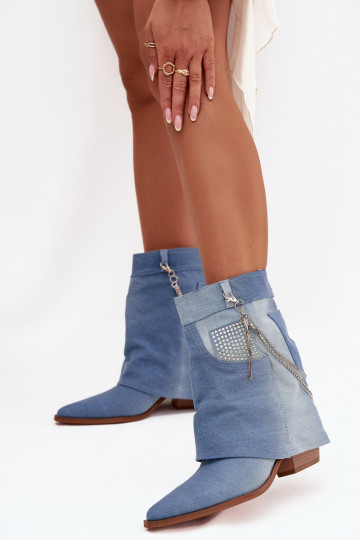 Botas de mujer con cadenas Tiene queterial vaquero Ilyana 2
