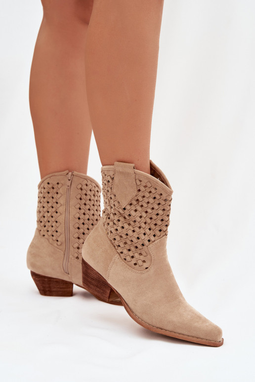 Botas caladas Femenino con tacones beige Ferissa