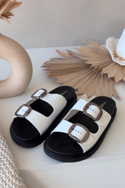 Zapatillas blancas para mujer Elamas con hebillas y plataforma