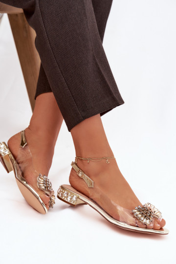 Sandalias transparentes doradas D&A MR52-231 con lazos