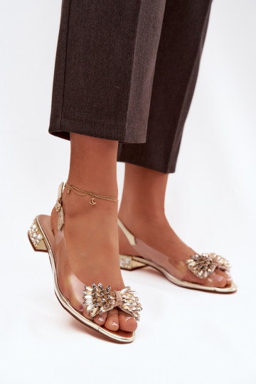 Sandalias transparentes doradas D&A MR52-231 con lazos 2