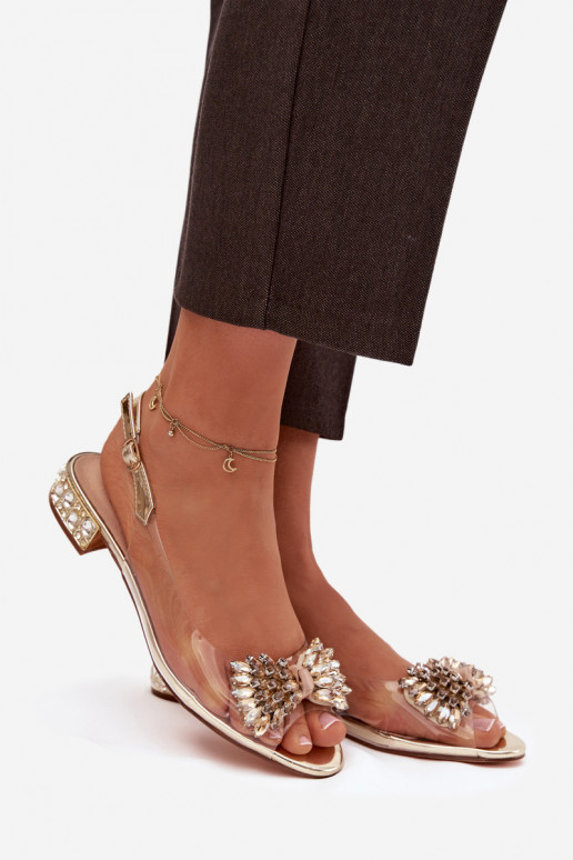 Sandalias transparentes doradas D&A MR52-231 con lazos