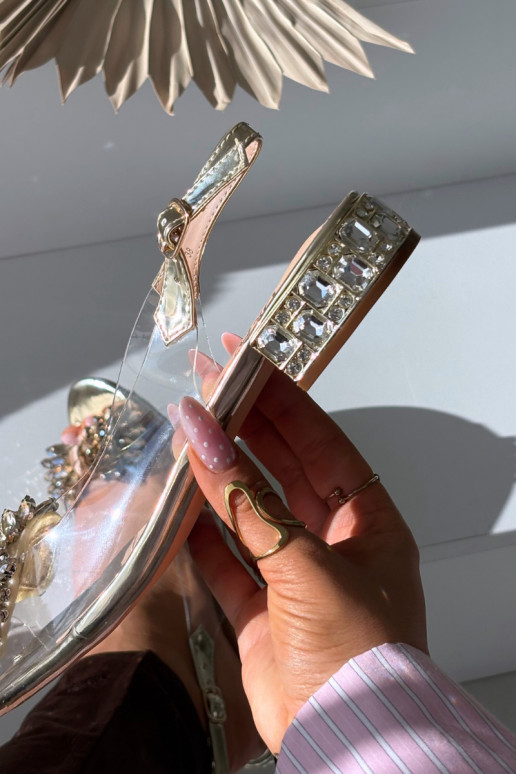 Sandalias transparentes doradas D&A MR52-231 con lazos