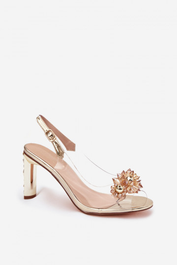 Sandalias transparentes doradas D&A MR52-232 con tacones y bonitos detalles 2