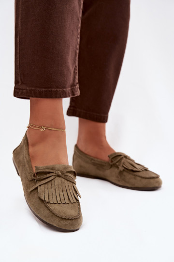 Mocasines de mujer con borlas color verde Janelisse