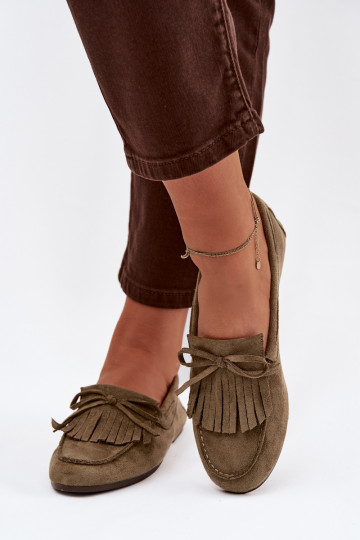 Mocasines de mujer con borlas color verde Janelisse 2