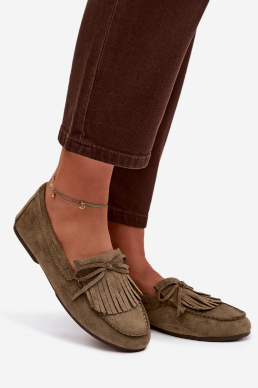 Mocasines de mujer con borlas color verde Janelisse