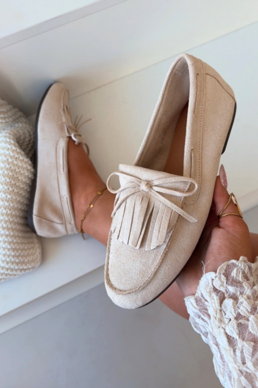 Mocasines de mujer con borlas color marfil Janelisse