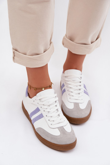 Zazoo N1068 Piel Bajo Zapatillas modelo zapatos. Femenino Blanco-color azul