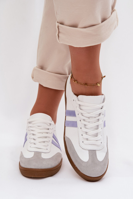 Zazoo N1068 Piel Bajo Zapatillas modelo zapatos. Femenino Blanco-color azul