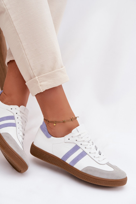 Zazoo N1068 Piel Bajo Zapatillas modelo zapatos. Femenino Blanco-color azul