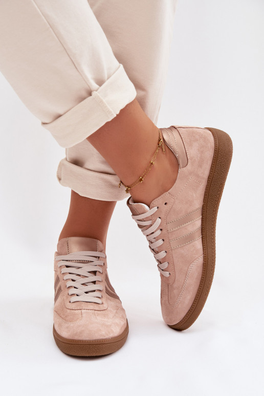 Zazoo N1068 de gamuza Bajo Zapatillas modelo zapatos. Femenino color rosa