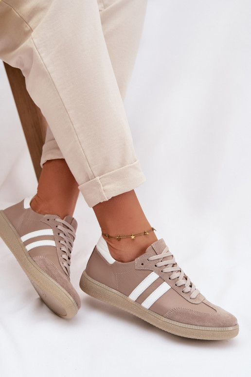 Zazoo N1068 Piel Bajo Zapatillas modelo zapatos. Femenino beige