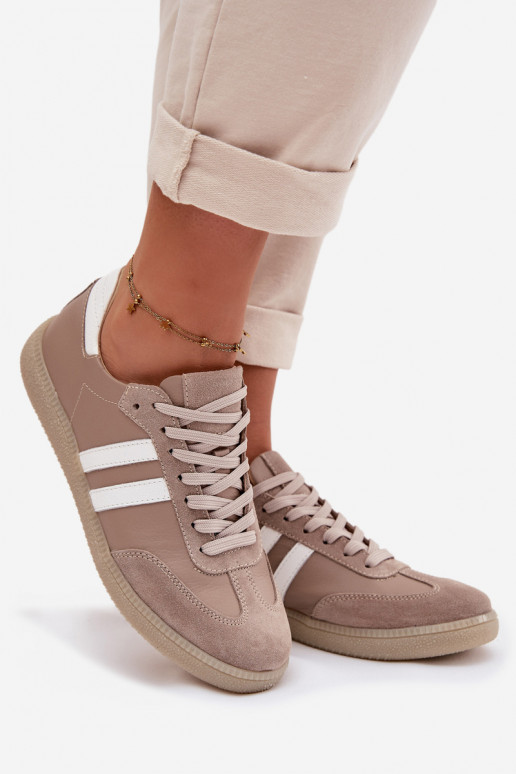 Zazoo N1068 Piel Bajo Zapatillas modelo zapatos. Femenino beige