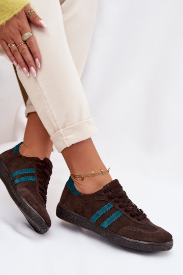 Zazoo N1068 zapatillas deportivas de ante sintético para mujeres color chocolate