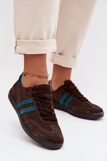 Zazoo N1068 zapatillas deportivas de ante sintético para mujeres color chocolate 2