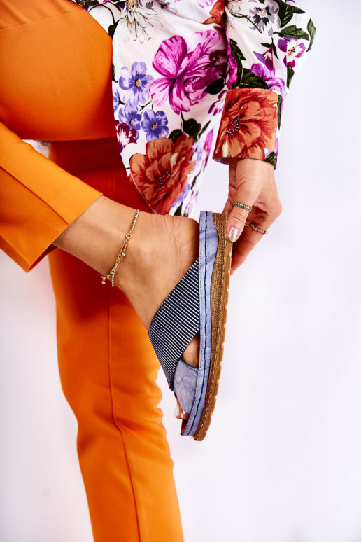 Piel perfilado Zapatillas Tiene queciejka 04986-17 color azul