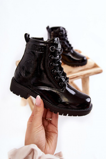Infantil con efecto barniz calentamiento Botas Big Star II374045 de color negro