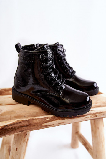 Botines para niños con efecto de charol y forro Big Star II374045 color negro 2
