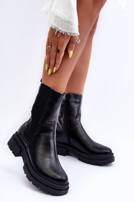 Alto calentamiento botas con estilo Un modelo convincente de color negro Milca