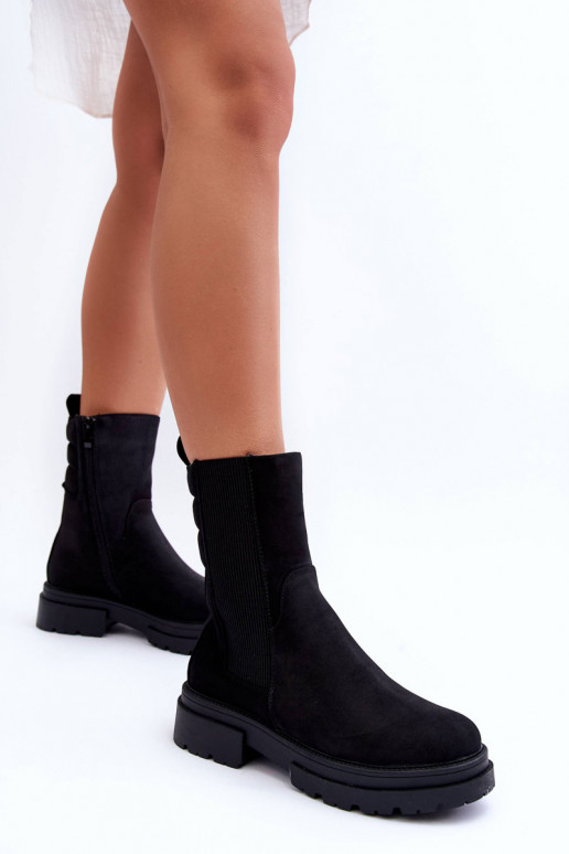 Alto calentamiento botas con estilo Un modelo convincente Nubuck de color negro Milca