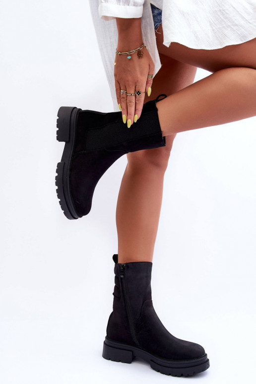 Alto calentamiento botas con estilo Un modelo convincente Nubuck de color negro Milca