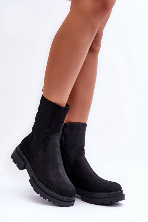 Alto calentamiento botas con estilo Un modelo convincente Nubuck de color negro Milca