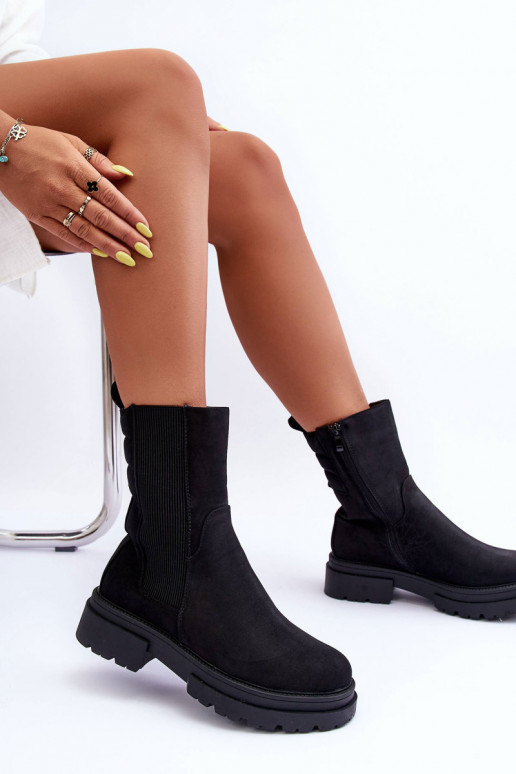 Alto calentamiento botas con estilo Un modelo convincente Nubuck de color negro Milca