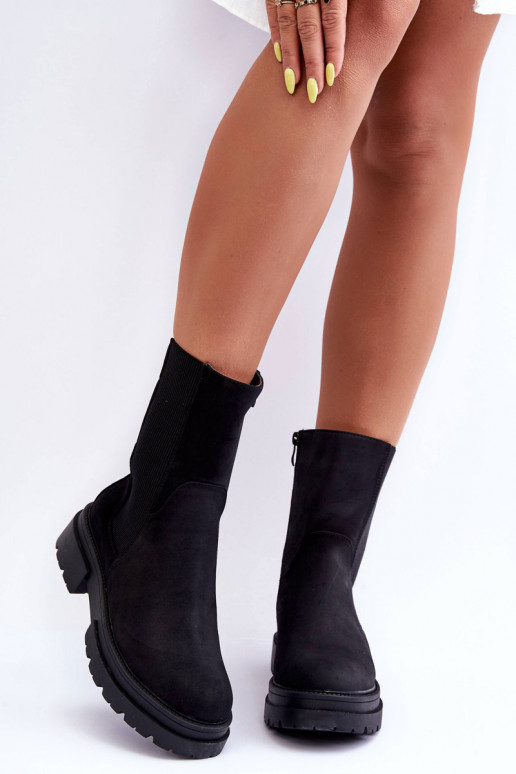 Alto calentamiento botas con estilo Un modelo convincente Nubuck de color negro Milca